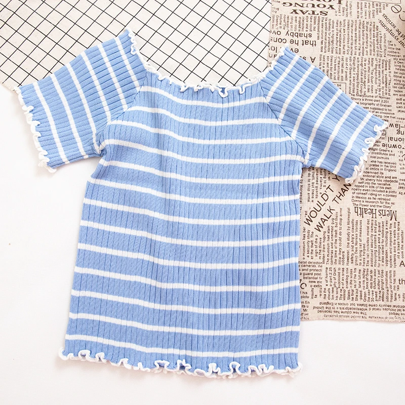 Женская Летняя трикотажная рубашка HISUMA в полоску с расклешенными рукавами и