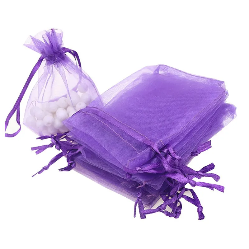 Мешочки для ювелирных украшений из органзы однотонные розовые подарочные пакеты