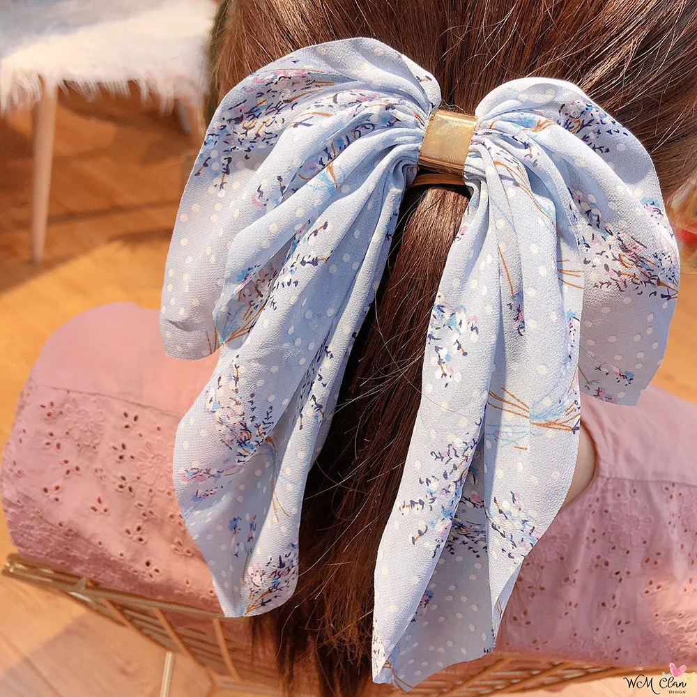 Big Hair Bow Ties Scrunchies Hair Clips Chiffon Ribbon Hairpins For Women Girls Ponytail Holder Headband Hair Accessories