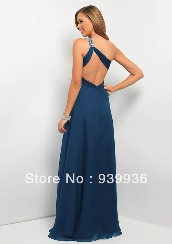 Одно плечо складки шифон империи линия этаж длинное вечерние платья|formal evening