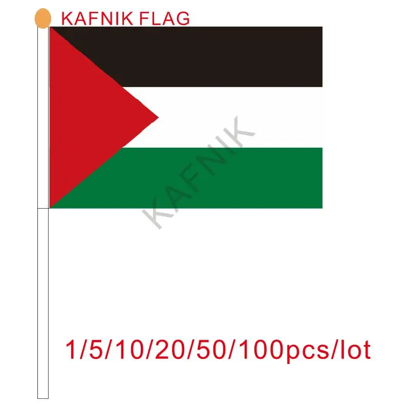 

KAFNIK ,10/20/50/100pcs Palestine flag free shipping Hand waving Flag Palestine National Flag 14*21 cm