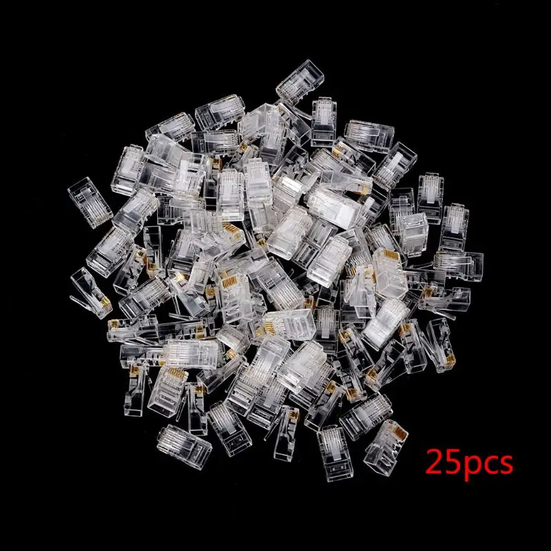 2021 Новый 25/100/200/500 шт Позолоченные RJ45 чистая сети модульный разъем Cat5 CAT5e 8P8C