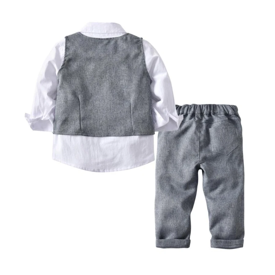 2019 New Kids Costume Boys Formal Suits Blazer Sets Gentleman Baby Suit Tops Shirt Vest Tie Pants 3 pcs Set Clothes |