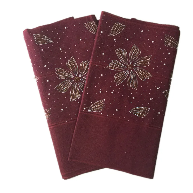 Nigerian Rhinestones Gele Headtie Fashion Aso Oke With Beads And Shiny Stones Asooke For Lady Party 2piece/lot 40 | Дом и сад