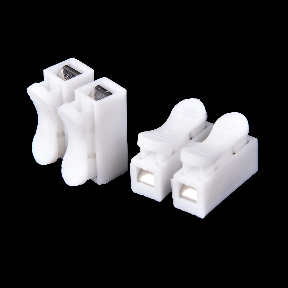 

50pcs/lot 2P Butt Joint Terminal Blocks Plastic Push Type Wire Connector Universal Connector For Led Lamps High Quality