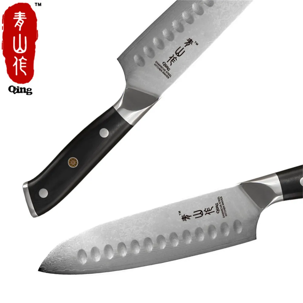QING Профессиональный дамасский нож 8 &quot7&quot 6 5 &quot5&quot &quot3 5&quot дюймов кухонный VG10