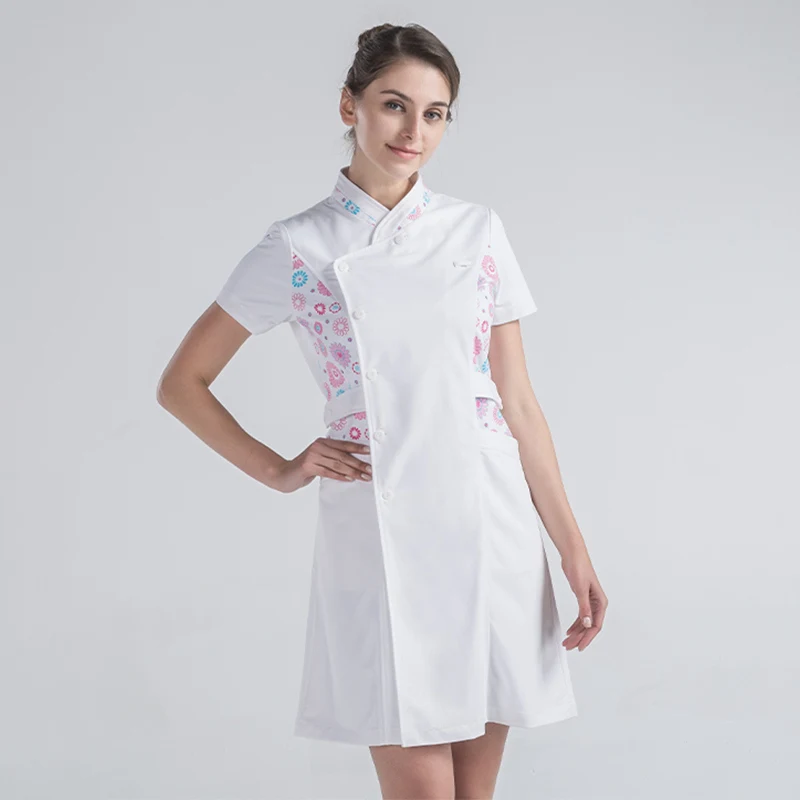 Summer Red Print Большие размеры Платья для кормящих медформа спа униформа медсестры летняя высококачественная ткань униформа для медсестер платья - Цвет: Summer Red Print