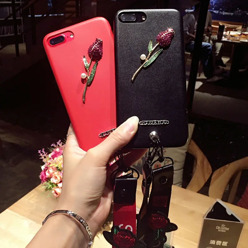 Byuoo Fashion Case with Rose Diy Handmade Silicone Cover for Huawei Honor 9 6x P9 Lite P10 nova 2 plus |