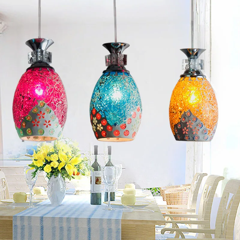 Европейский Турецкая мозаика ретро подвесной светильник бар столовая кухонная