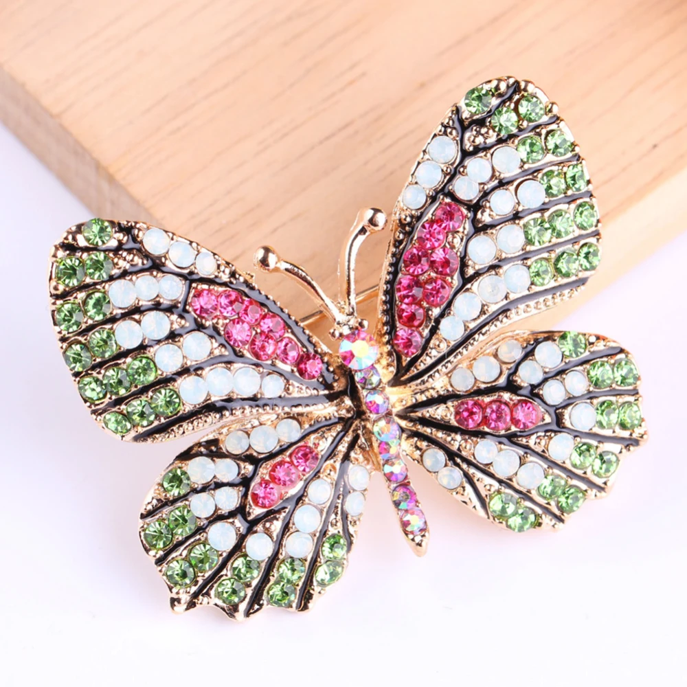 New Arrival 2020 Colorful Crystal Rhinestone Alloy Brooch Plating Butterfly Lifelike Women Jewelry Accessory | Украшения и