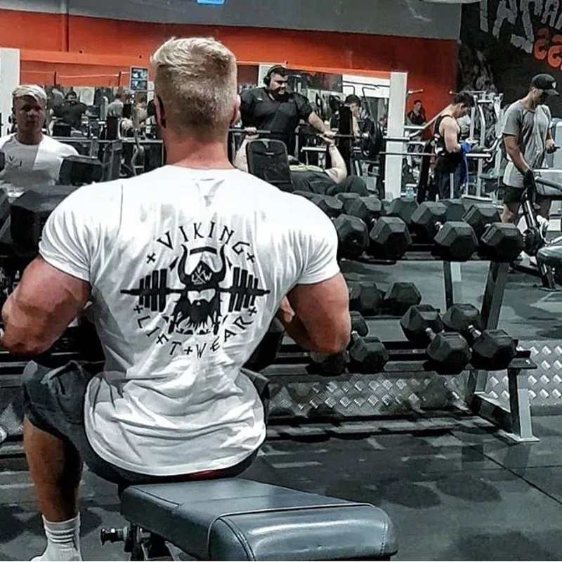 2019 New pattern Men's Running sports T-shirt Casual Fitness Short Sleeve Bodybuilding Workout Brand Clothing | Спорт и