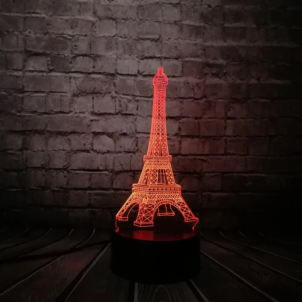 Романтический Франция Париж Эйфелева башня 3D USB светодиодный светильник RGB