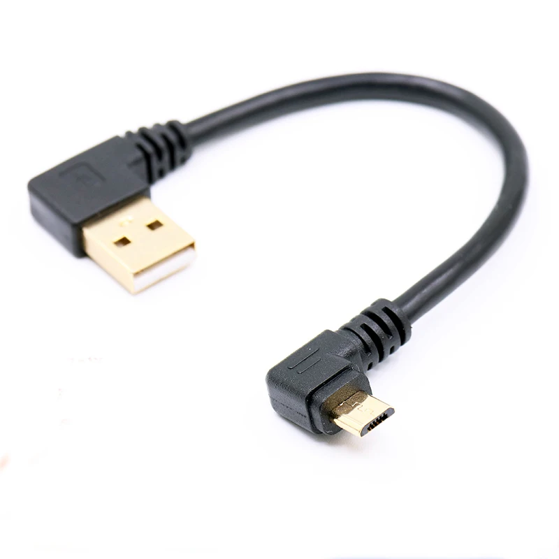 Позолоченный короткий кабель USB 2 0 на Micro B 15 см 90 градусов с золотым покрытием под