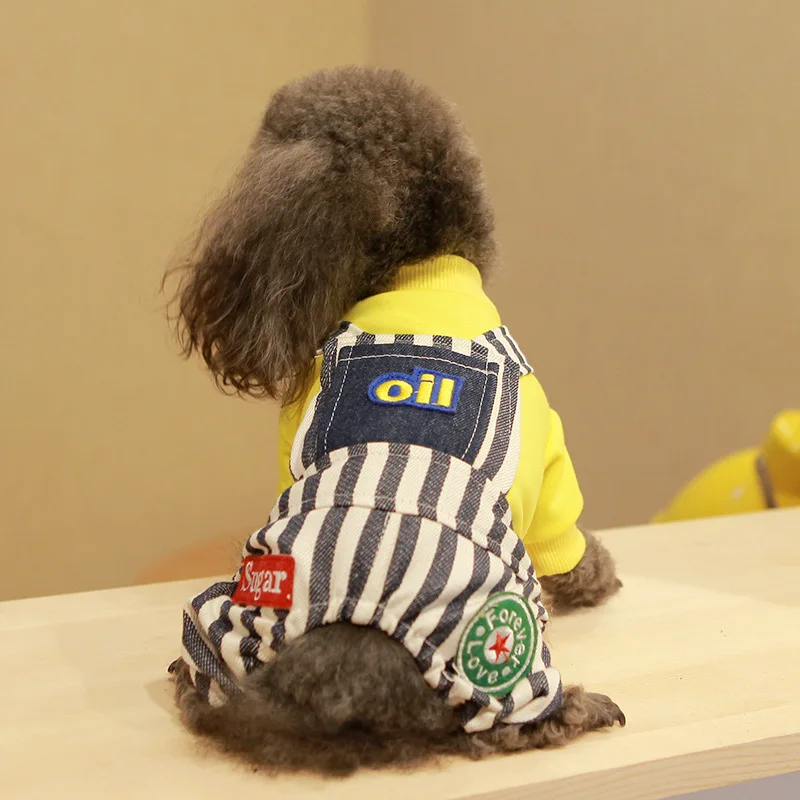 2018 осень и зима новая одежда для собак маленькая собака хлопок полосатый патч