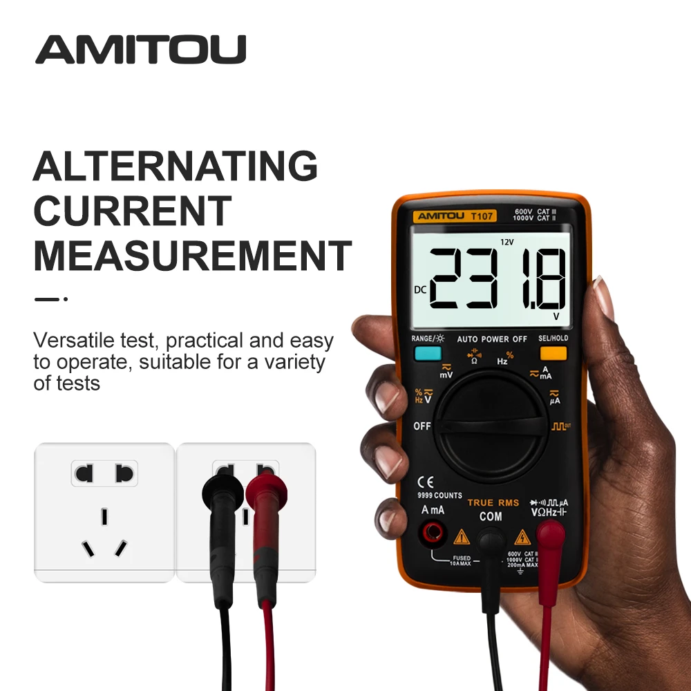 AMITOU T107 мультиметры цифровые вольтметр автомобильный тестер конденсаторов