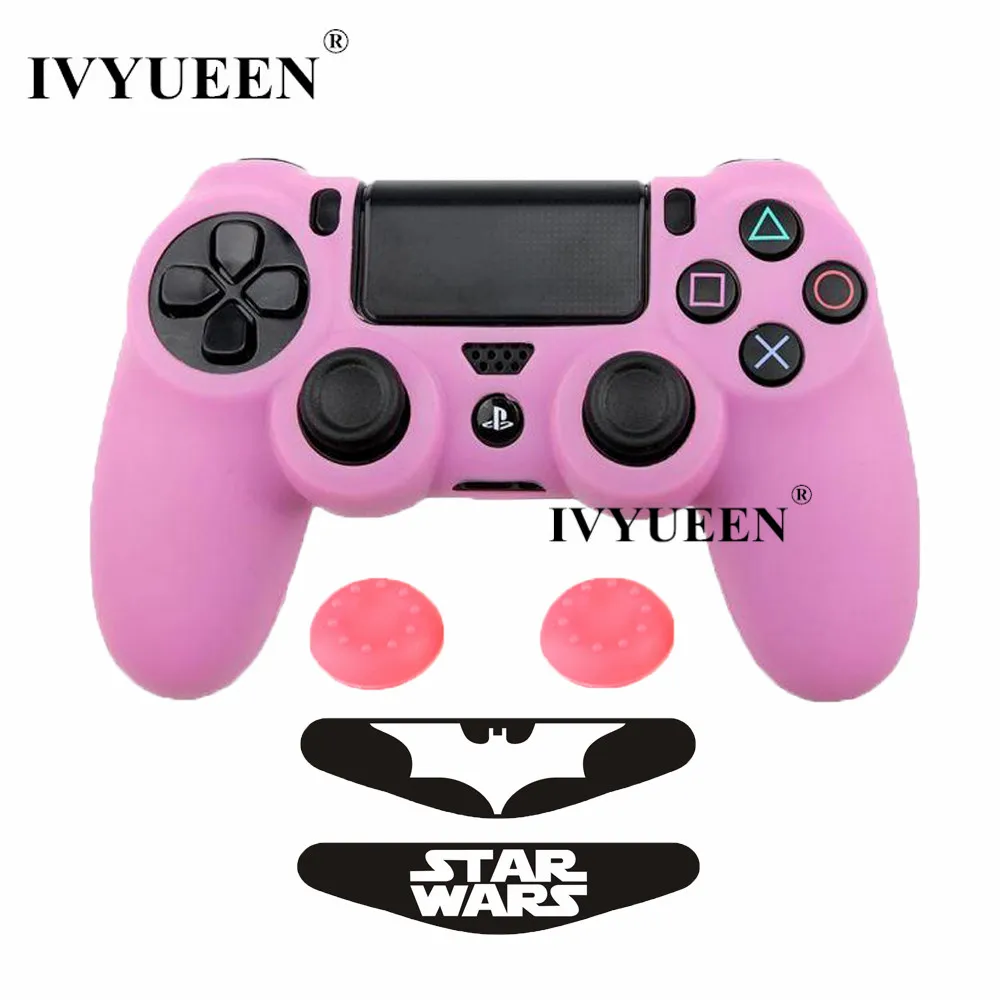 IVYUEEN 5 в 1 для Dualshock 4 PS4 Pro тонкий контроллер силиконовый гелевый Чехол для кожи+ палки с захватом для большого пальца+ 2 светодиодный стикер