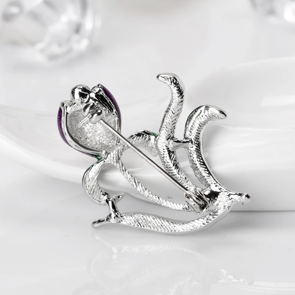 Pro acme Модные фиолетовые цветы Броши Кристалл Винтаж люкс для эмали Булавки шарф