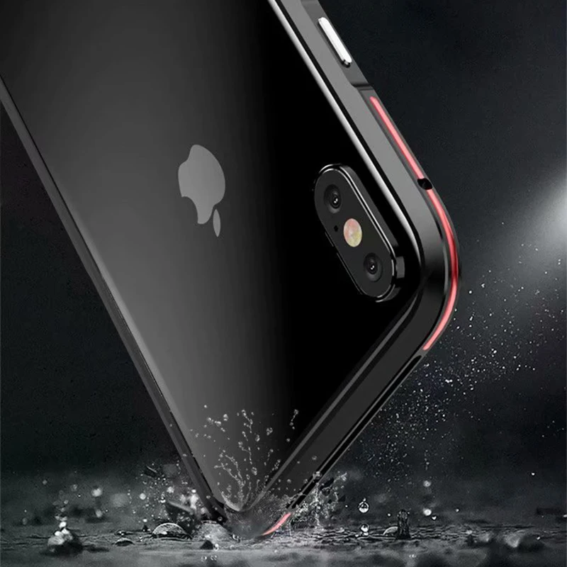 Luphie металлический бампер чехол для iPhone XS MAX XR Роскошная алюминиевая рама Гибридный противоударный чехол для iPhone 8 7 Plus Funda Coque