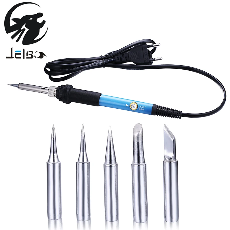 Jelbo ЕС Plug паяльник набор 220 В 60 Вт Регулируемый Температура Электрический ручка 5