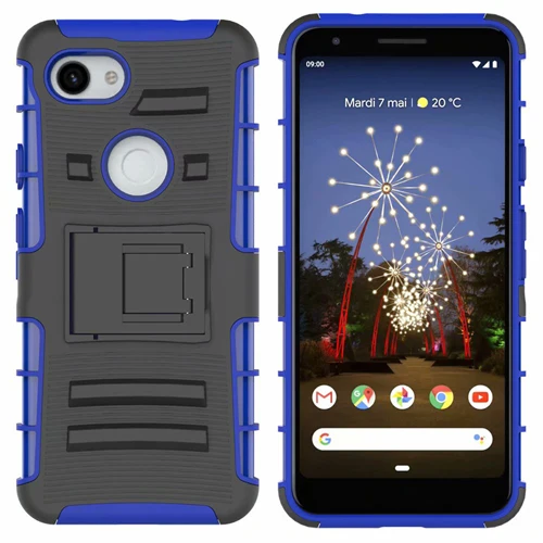 Для Google Pixel 3A чехол Гибридный сверхмощный 3 в 1 жесткий противоударный чехол для Google Pixel 3A XL Зажим для ремня Стенд чехол - Цвет: Синий