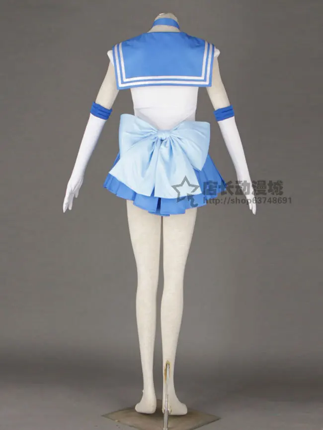 

Anime Sailor Moon Sailor Mercury Mizuno Ami uniform Japanese Cosplay Costume halloween dress+necklace+bowknot+gloves+head band