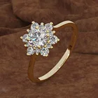 Женское кольцо в виде снежинки, с фианитом, 3 цвета