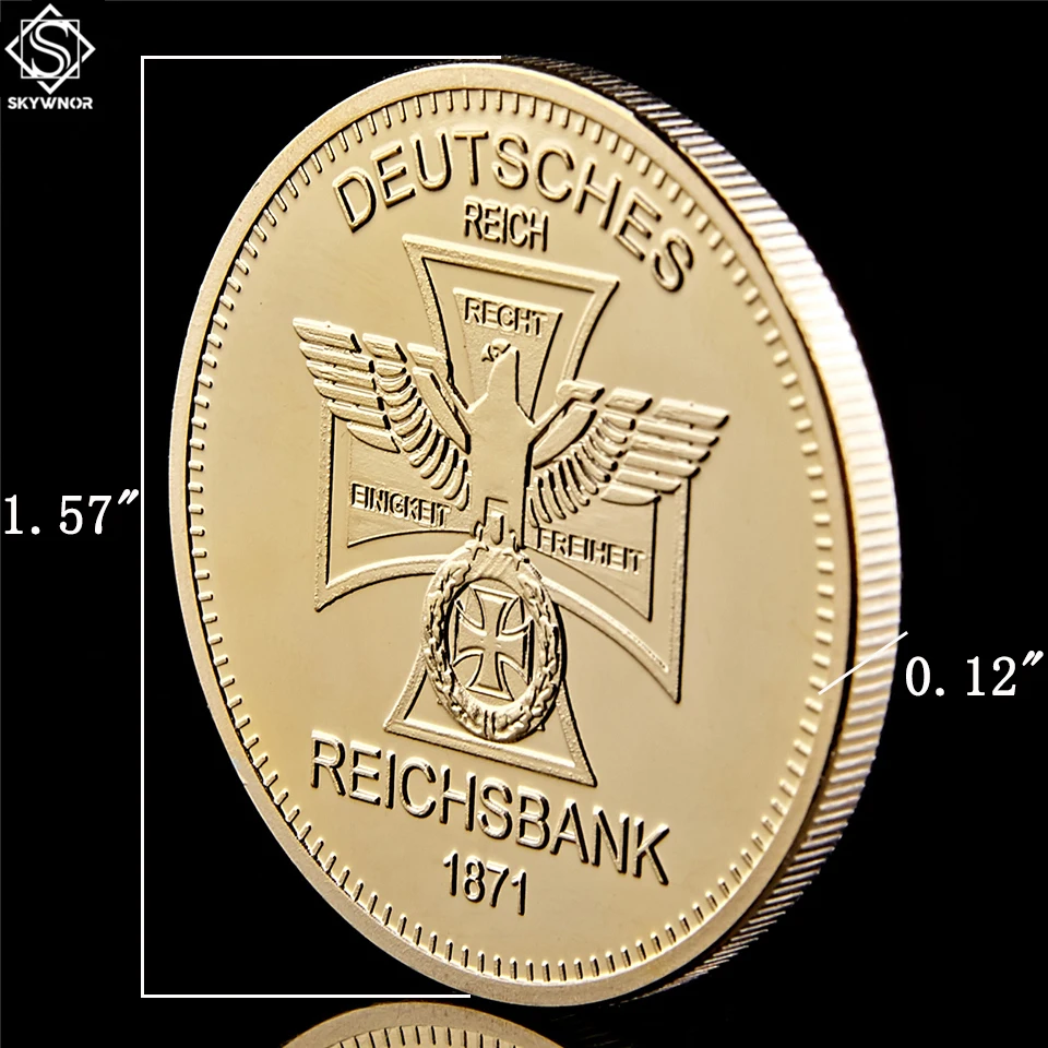 5 шт./лот 1871 немецкие Золотые Сувенирные монеты с крестом Eagle Reich Deutsche Reichsbank 999/1000 |