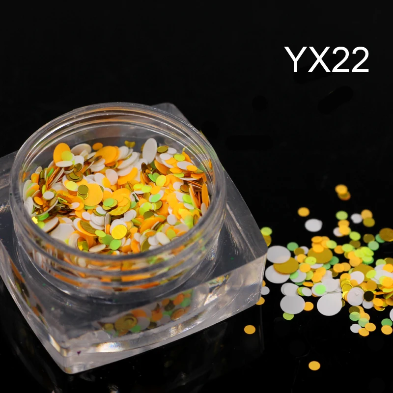 2 г/кор. смешанные размеры 1 мм 3 цветные блестки для ногтей наклейки круглые