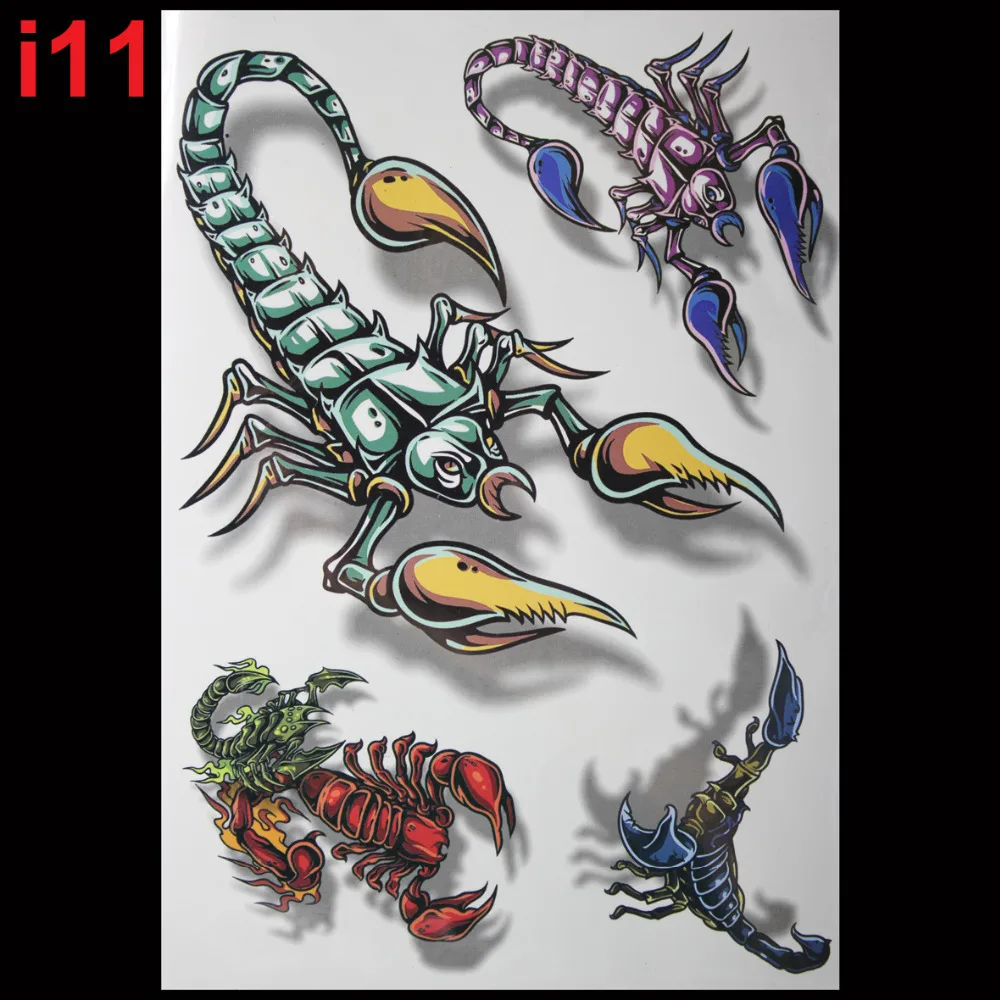 Женские 3d тату Скорпион Временные татуировки флэш Индия Россия боди арт тату|tool
