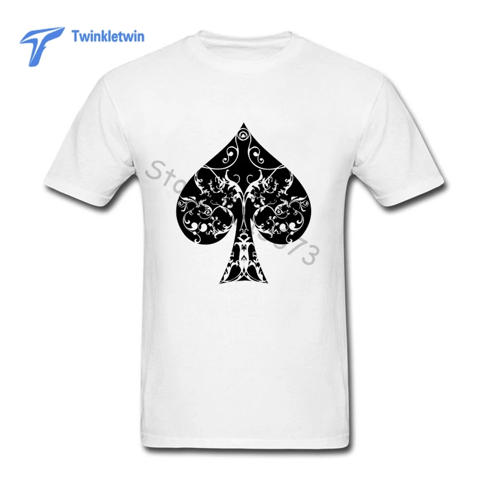 Взрослых туз пик Цветочные Племенной Spades Покер футболка Для мужчин модные Дизайн
