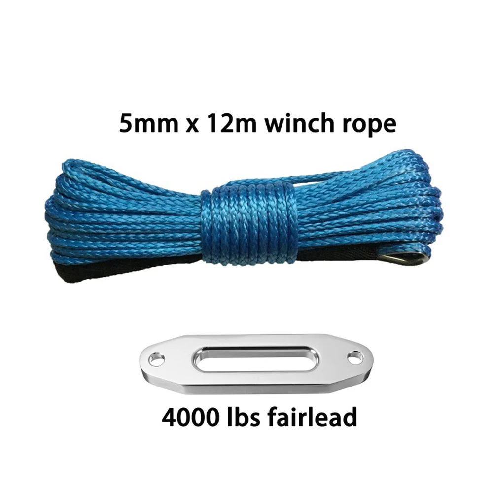 5 мм * 12 м + 4000 фунтов fairlead синтетическая лебедка трос с оболочкой и наперсток для 4x4