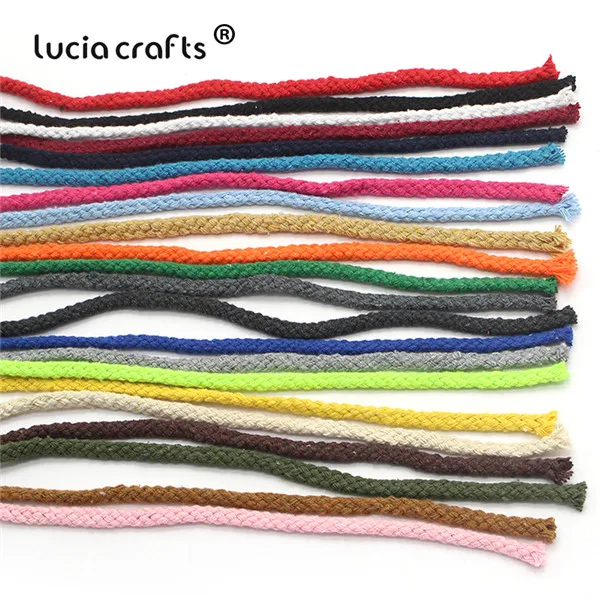 Mixed colors 22m Lucia crafts, 5 м/22 м, разноцветные хлопковые шнуры, плетеная веревка, декоративный шнурок, шнурок, DIY, аксессуары для дома ручной работы W0210 - Цвет: Mixed colors 22m