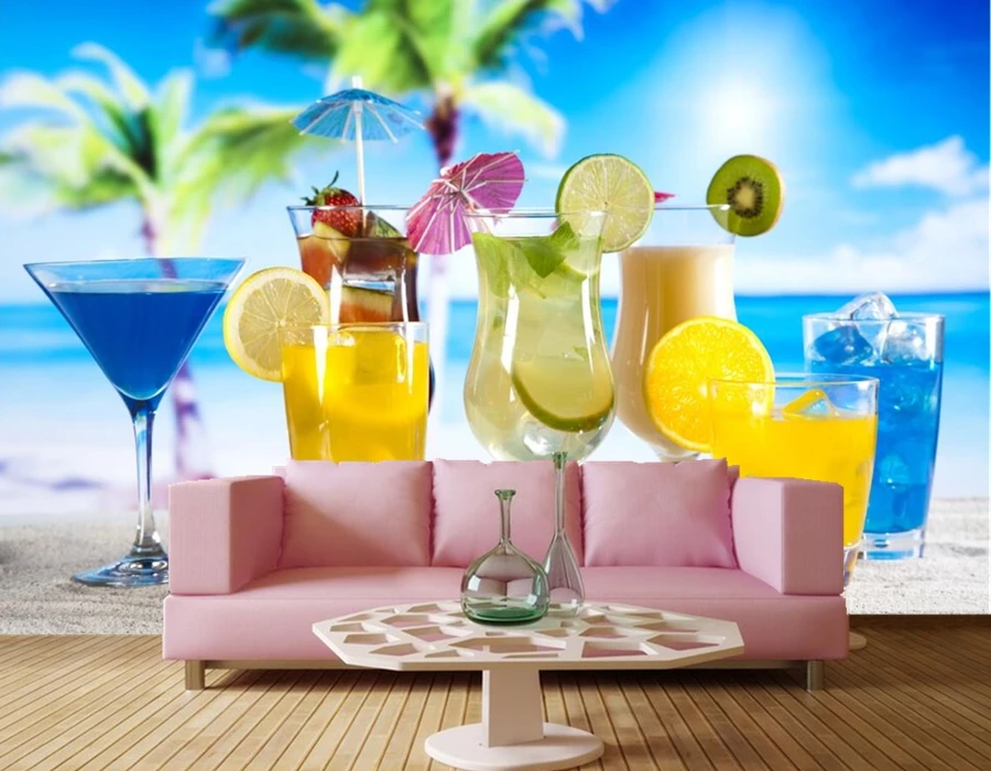 Настенные 3D обои с изображением напитков лимонов блюд в стиле Highball стеклянные