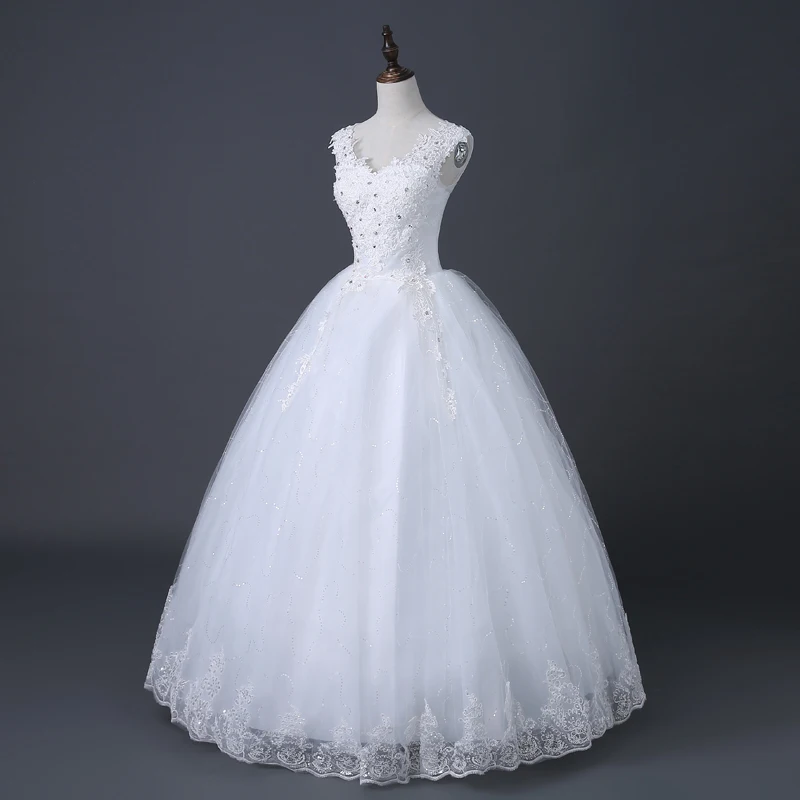 Vestido De Noiva, Новое поступление, органза, v-образный вырез, кристалл, алмаз, на шнуровке, бальное платье, кружево, сатин, принцесса, свадебные платья