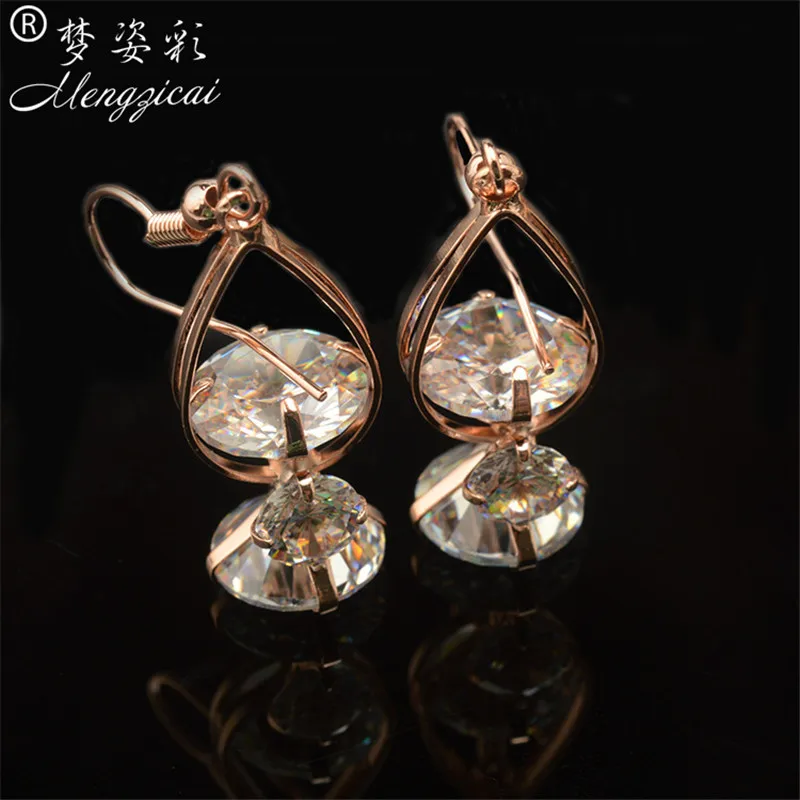 Женские серьги подвески с фианитами золотого цвета ювелирные изделия подарки на