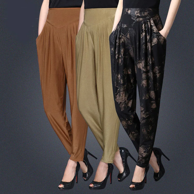 

Spring and summer new Women's pants large size L-3XL pants loose wide leg female harem pants nine pants trousers for women