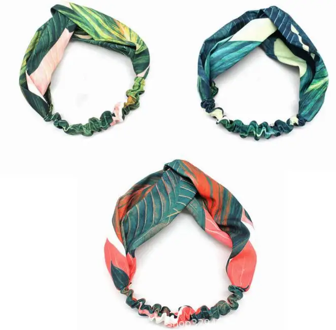 

1pcs Women Leaves Headband Hot Party Hair Accessories Cross Elastic Bands Bow Turban Head Wrap Bandage Female Headwear