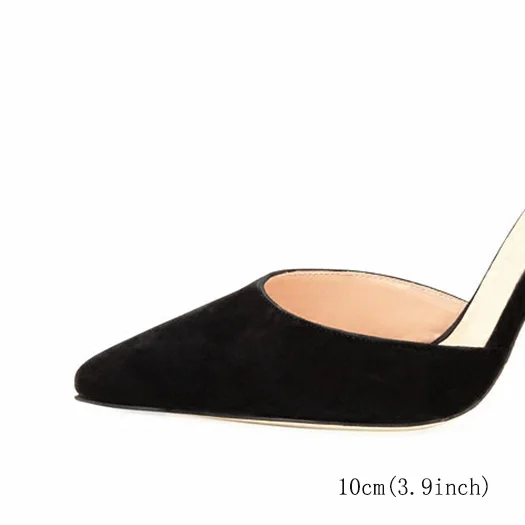 black heel 10cm Высокие каблуки высокое качество дизайнер обувь Размер 33 насосы ультра Runway женщина Scarpin замша 3 дюймовый экстремальный супер Указательный палец Ремень для лодыжки китайская Китай Весна осень мода новая - Цвет: black heel 10cm