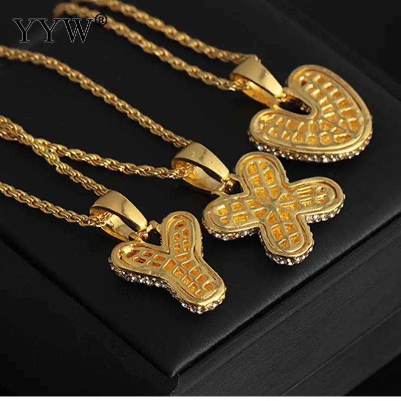 Cubic Zirconia Hip Hop Chain Neckalce A-Z Custom Name Bubble Initial Letter Necklaces& Pendant Charm For Women Men Jewelry