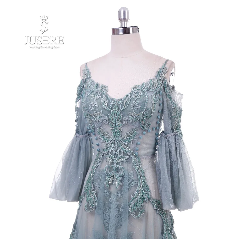 Jusere 2019 Haute Couture Реальные фотографии вышивка кристаллами А-силуэта вечерние платья