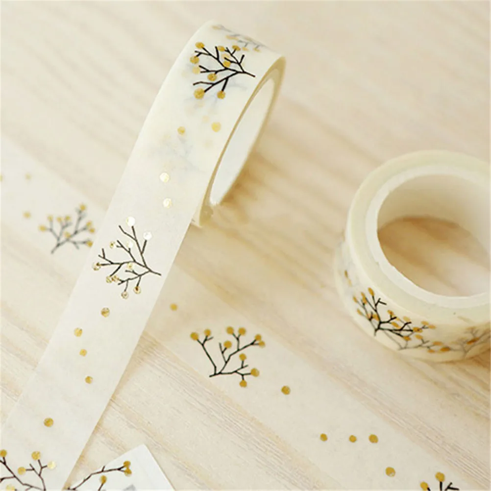 2 1X 1,5 см x 5 м декоративные kawaii Золото Дерево желаний Васи клейкие ленты DIY Скрапбукинг маскирования клейкие ленты Школа Офис питания - Цвет: 2