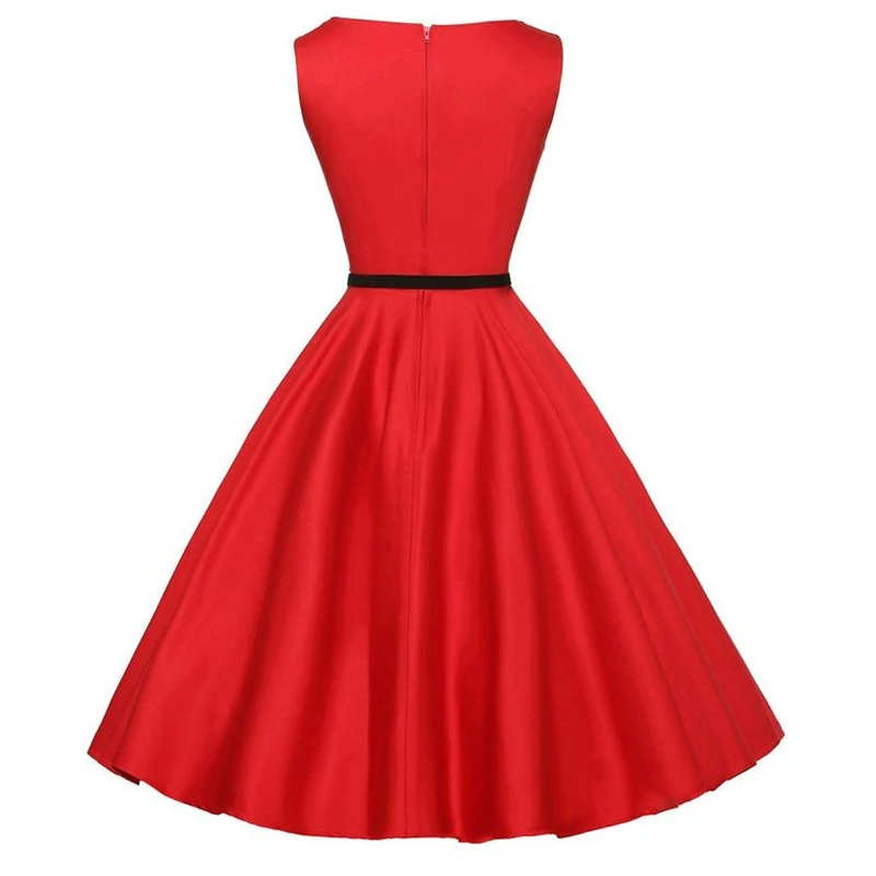 Doreenbow черный красный Винтаж платье Для женщин лето-осень сексуальные o-образным