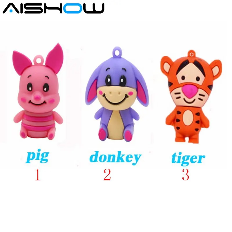 100% реальный объем eeyore Donkey USB флэш накопители силиконовые животные usb 2 0 ГБ 4 8 16