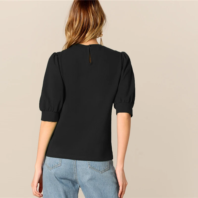 SHEIN Повседневный Топ С Оригинальным Рукавом Стильная Офисная Блузка С Коротким Рукавом