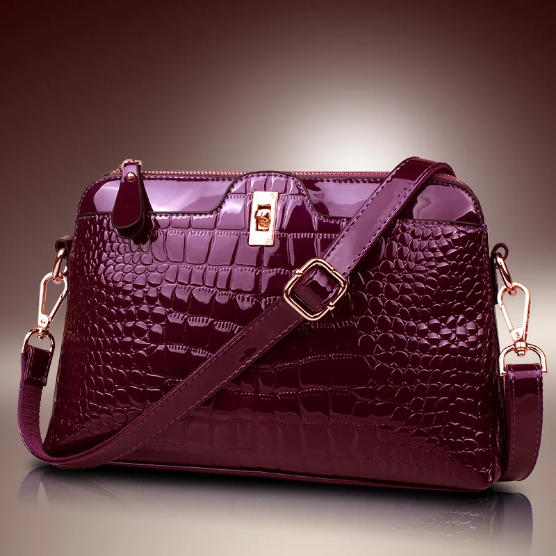 

Women's Patent Leather Handbags All-match Alligator Shoulder CrossBody Bags Ladies Fashion Messenger Bag Hobos Women Bags