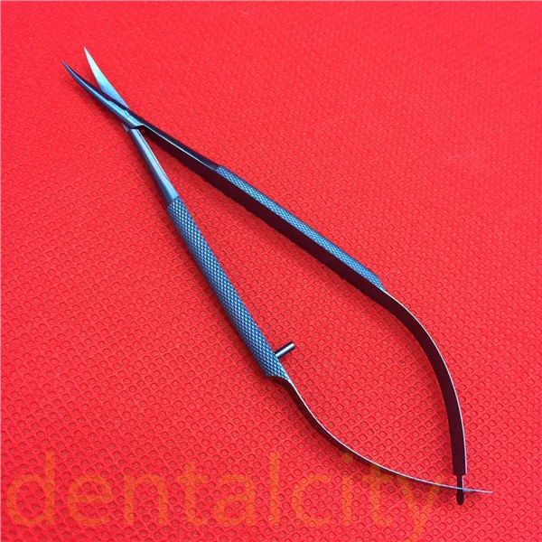 1 scissor curved Титановые хирургические инструменты Tlloy офтальмологические микрохирургические стоматологические инструменты держатели игл+ 11,5 см ножницы+ Пинцет - Цвет: 1 scissor curved