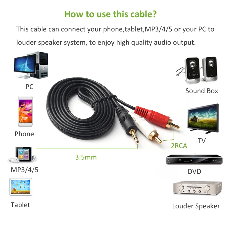 Коаксиальный аудиокабель ult best с разъемом 3 5 RCA штекер мм на 2RCA кабели AUX для Edifer