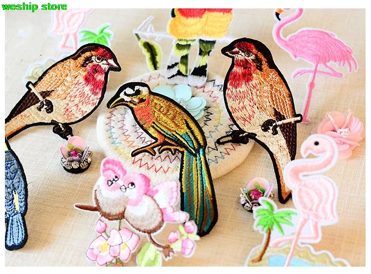New High-quality Embroidery Hand beading patch Rhinestone birds applique by sew-on DIY handmade 1 order=1set=9pcs | Дом и сад