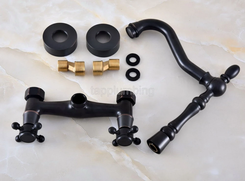 Bathroom Black Bronze Faucet Wall Mounted Swivel Spout Hot and Cold Mixer tnf814 | Обустройство дома