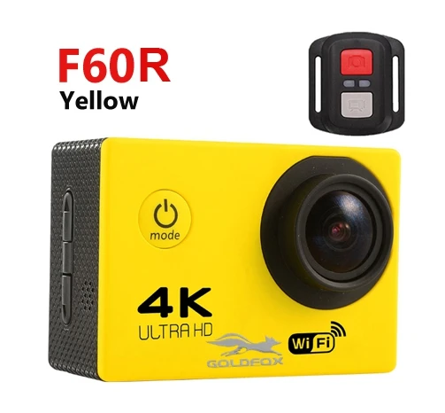 F60R yellow GoldFox H9 стиль 4 K/30FPS Wifi 1080P 60FPS 170D Спортивная камера мини DV видеокамера Go Водонепроницаемая профессиональная камера для фото - Цвет: F60R yellow